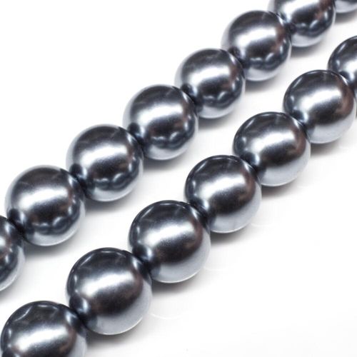 Glass Pearl Round Beads 14mm   Hematite for jewellery making