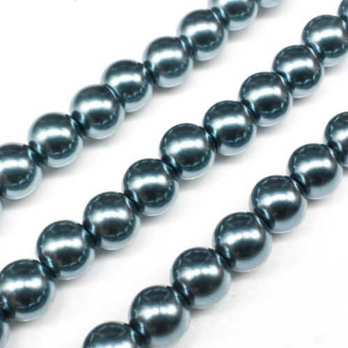 Glass Pearl Round Beads 8mm   Dark Steel Blue for jewellery making