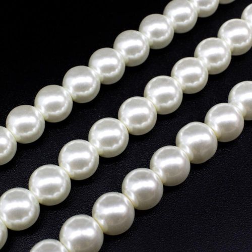 Glass Pearl Round Beads 8mm   White for jewellery making