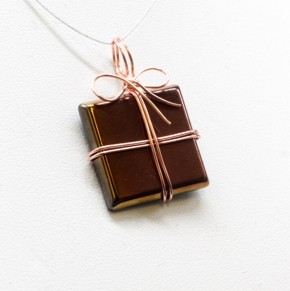 Wire Wrapped Christmas Presents bronze jewelry making kit — DIY set with beads and instructions for creating handmade jewelry