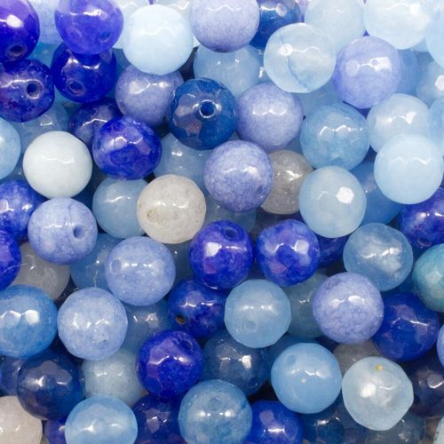 Dyed Jade 8mm Facet Round Beads Mix 45pc   Ocean pack of 8 for jewellery making