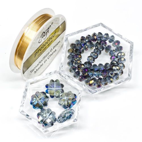 Laura's Clover Jewellery purple shimmer jewelry making kit — DIY set with beads and instructions for creating handmade jewelry