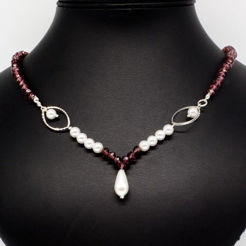 Jennifer Crystal Pearl Necklace amethyst necklace making kit — DIY set with beads and instructions for creating handmade jewelry