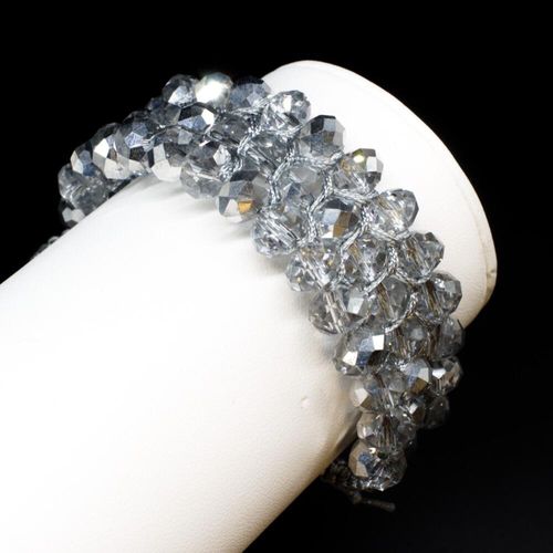 Multi Row Macrame Bracelet silver bracelet making kit — DIY set with beads and instructions for creating handmade jewelry