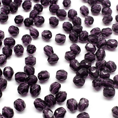 4mm Czech glass fire polished faceted beads tanzanite — pack of 100, high-quality faceted beads perfect for jewelry making and beadwork p…