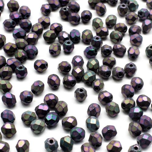 4mm Czech glass fire polished faceted beads matte iris purple — pack of 100, high-quality faceted beads perfect for jewelry making and be…