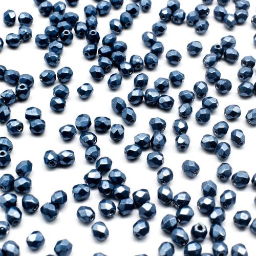 3mm Czech glass fire polished faceted beads sat. metallic niagara — pack of 100, high-quality faceted beads perfect for jewelry making an…