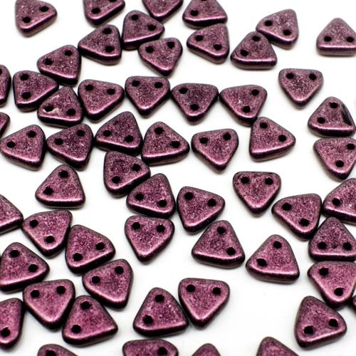 6mm Czech glass glass beads metallic suede pink — pack of 7, high-quality two-hole beads ideal for jewelry making, bead weaving, and crafts