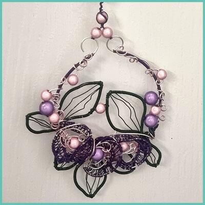 BC 2023 WK 43   Floral Hanging Decoration Purples 4mm for jewellery making