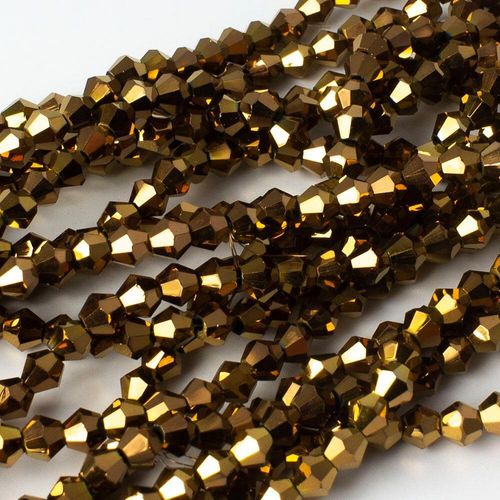 4mm crystal bicone beads bronze plate — faceted for jewelry making and beadwork