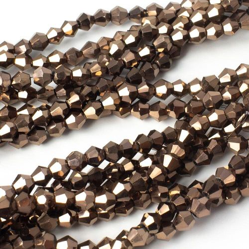 4mm crystal bicone beads dark bronze plate — faceted for jewelry making and beadwork