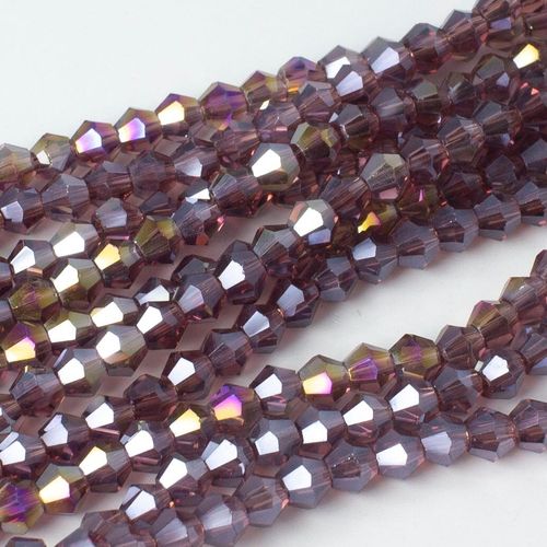 4mm crystal bicone beads purple ab — AB finish, faceted for jewelry making and beadwork