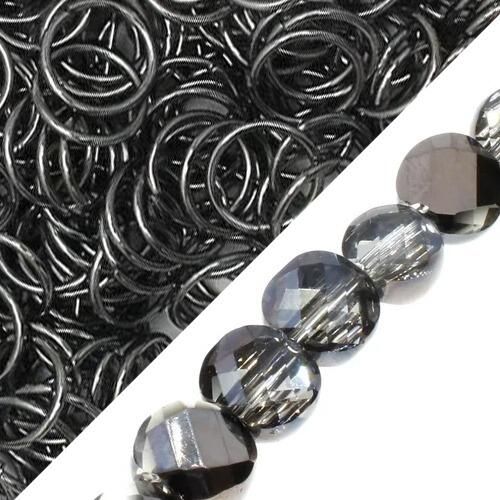 BC 2023 WK 46 Laura Crystal Rings   Black 9mm for jewellery making