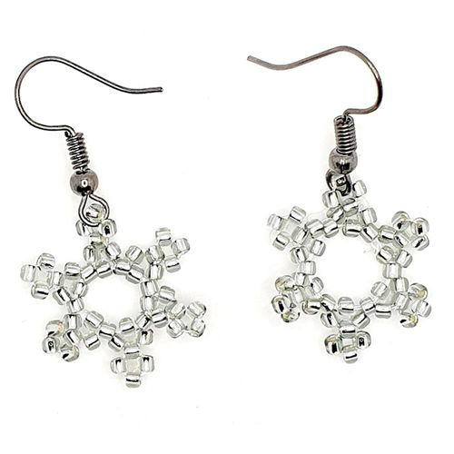 Snowflake Seed Bead Earrings 5 Pairs black diamond earring making kit — DIY set with beads and instructions for creating handmade jewelry