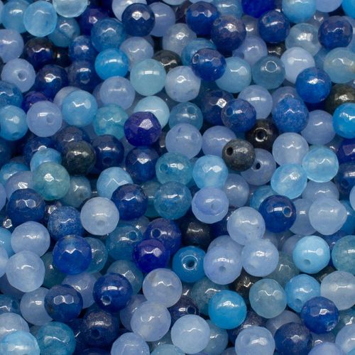 Dyed Jade 6mm Facet Round Beads Mix 60pc   Blues pack of 6 for jewellery making