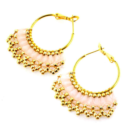 Florence Earring Pack gold & pink earring making kit — DIY set with beads and instructions for creating handmade jewelry
