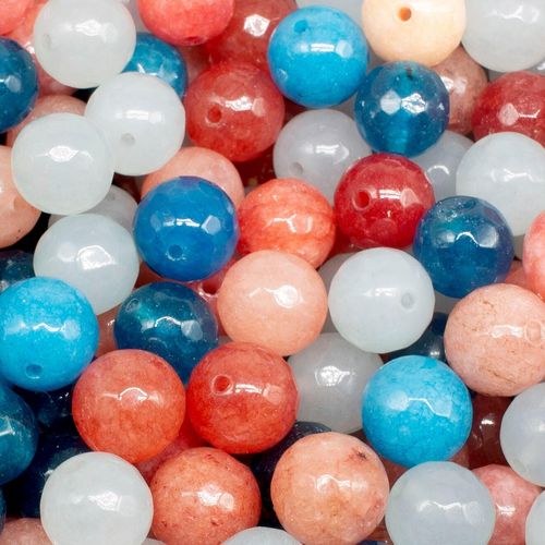 Dyed Jade 10mm Facet Round Beads Mix 35pc   Coral Sea pack of 10 for jewellery making