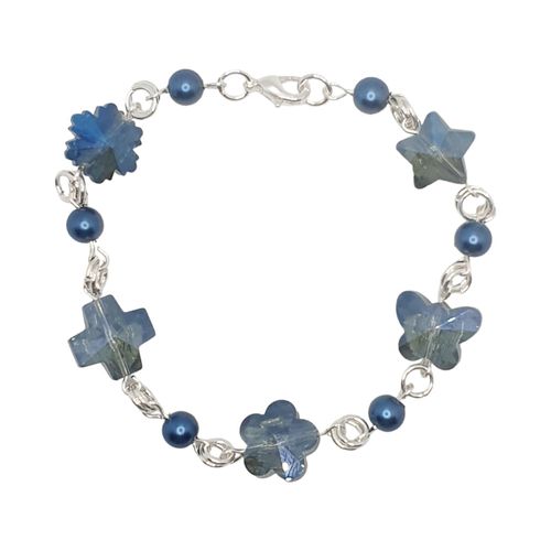 Ostara Crystal Bracelets Make 3 demin blue bracelet making kit — DIY set with beads and instructions for creating handmade jewelry