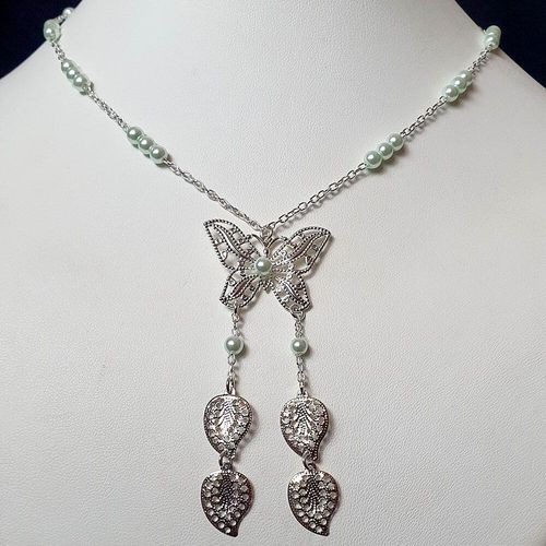 Kimana Butterfly Necklace sea glass necklace making kit — DIY set with beads and instructions for creating handmade jewelry