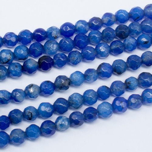 Dyed Jade 5mm Facet Round Beads 70pc   Dark Blue pack of 6 for jewellery making