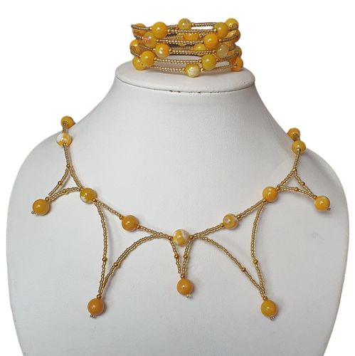 Zivia Jewellery Set yellow marble agate jewelry making kit — DIY set with beads and instructions for creating handmade jewelry
