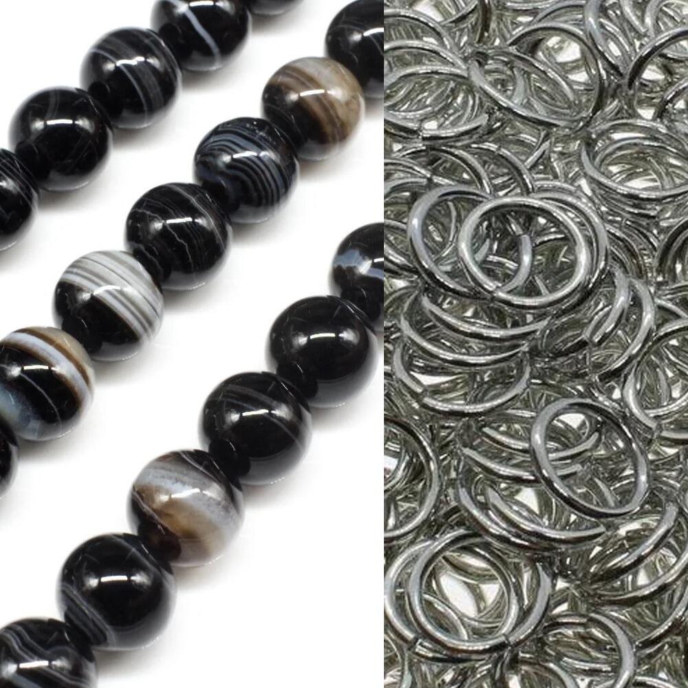 Laura Agate Jewellery black jewelry making kit — DIY set with beads and instructions for creating handmade jewelry