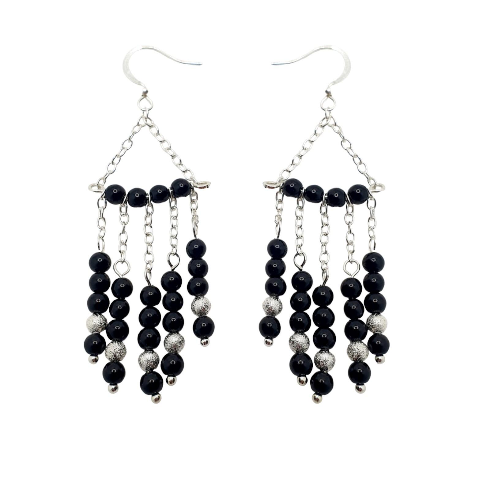 Pamela Earrings 2 Pairs black earring making kit — DIY set with beads and instructions for creating handmade jewelry