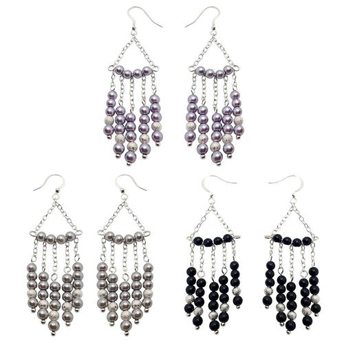 Pamela Earrings 6 Pairs pewter black & light purple earring making kit — DIY set with beads and instructions for creating handmade jewelry