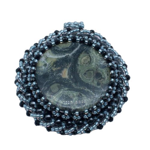 Gemstone Beaded Swirl Pendant   Black Tree Jasper 4mm for jewellery making