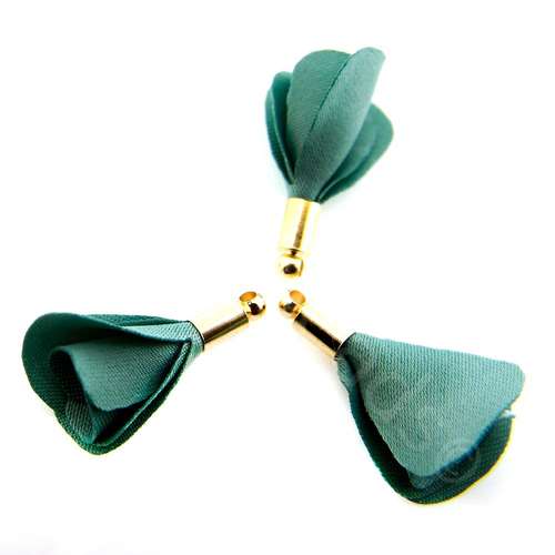 Flower Tassel Rose - Gold Tone Cap Sage 5pcs