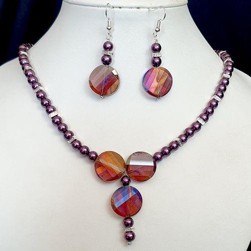 Sandra Coin Necklace & Earrings grape necklace making kit — DIY set with beads and instructions for creating handmade jewelry