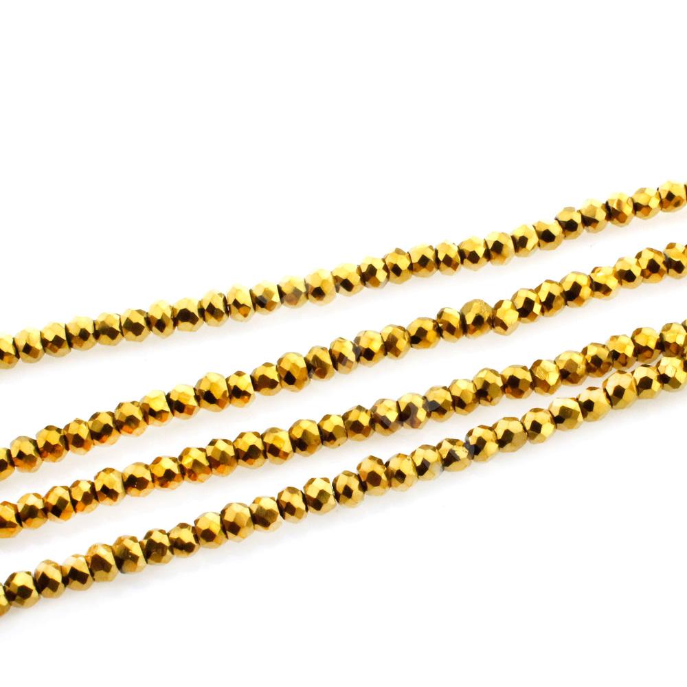 Crystal Rondelle 1x2mm - Gold Plate 200pcs