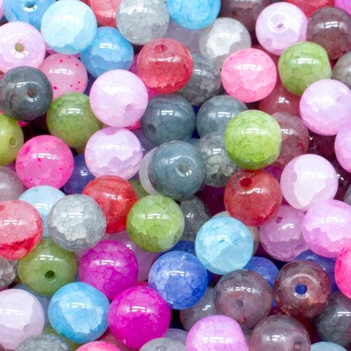 Cracked Earth Glass Beads   8mm Mixed 50pcs for jewellery making
