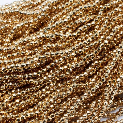 1.5mm crystal beads metallic champagne gold — faceted for jewelry making and beadwork