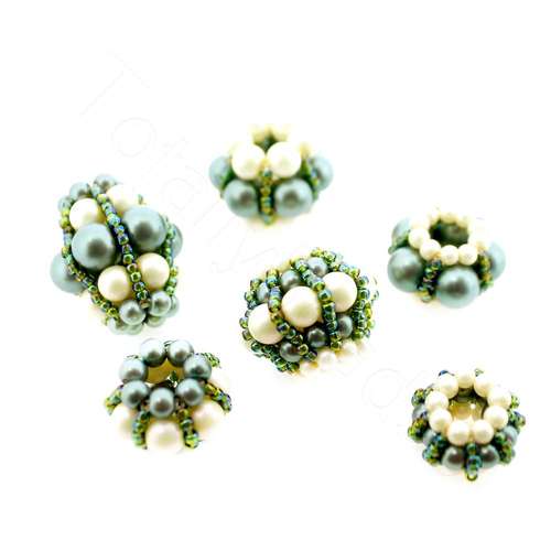 Satin Erudite Beads Bundle moss green jewelry making kit — DIY set with beads and instructions for creating handmade jewelry