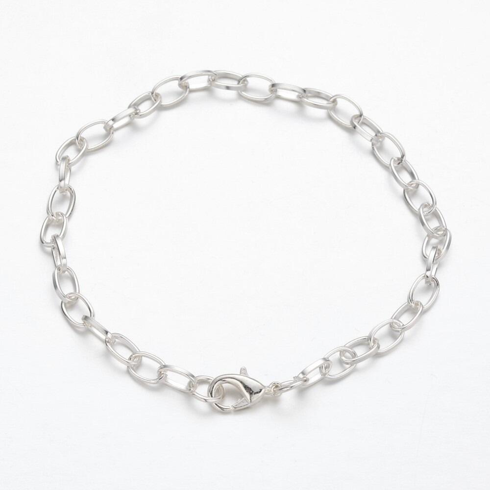 Bracelet Chain Oval 4x6mm 20cm   Rhodium for jewellery making