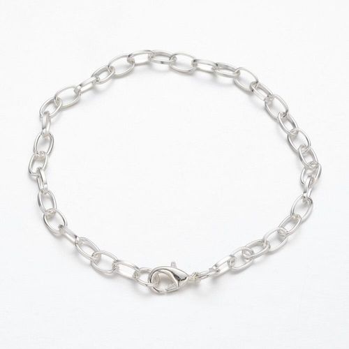 Bracelet Chain Oval 4x6mm 20cm   Rhodium for jewellery making