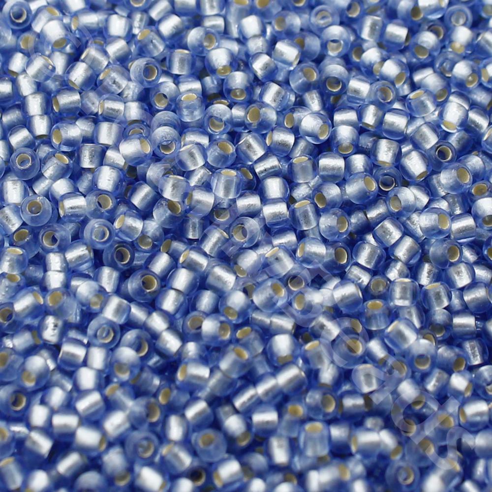 Toho Size 8 Seed Beads 10g -  Silver Frost  Lt Sapphire