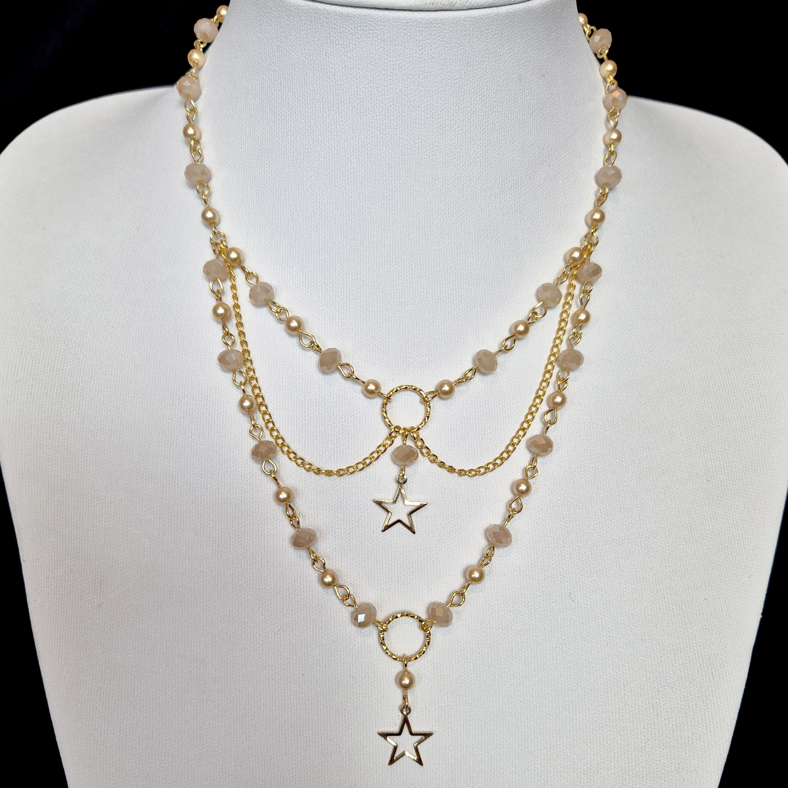 Seren Chain Necklaces Makes 3 golden sand necklace making kit — DIY set with beads and instructions for creating handmade jewelry