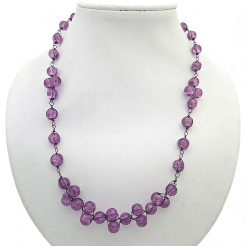 Rosary Style Necklace purple crackle necklace making kit — DIY set with beads and instructions for creating handmade jewelry