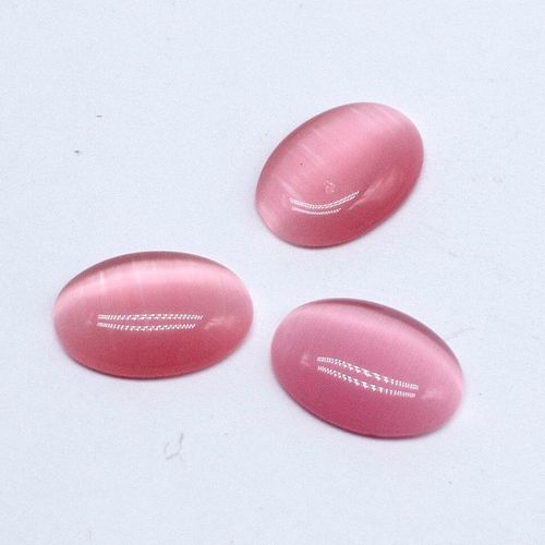 Cateye Oval Cabochon 14x10mm 1pc   Pink for jewellery making
