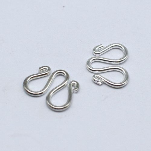 W Hook Clasp 13mm Silver   5pcs for jewellery making