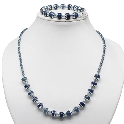 Calla Gemstone Jewellery Set blue aventurine jewelry making kit — DIY set with beads and instructions for creating handmade jewelry