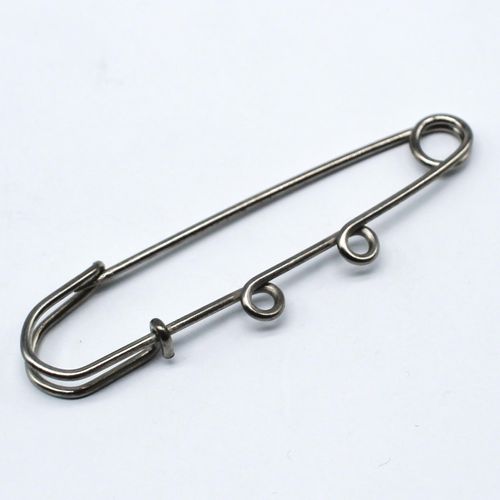 Kilt Brooch Pin 68mm   2 Loops 1pc Rhodium for jewellery making