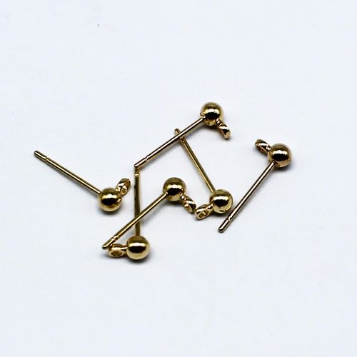Ear Stud 2.5mm with Loop Champagne   20 Pairs for jewellery making