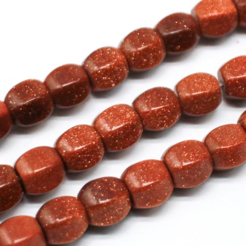 Goldstone Beads   Hexagon Drum 10mm 16" string for jewellery making
