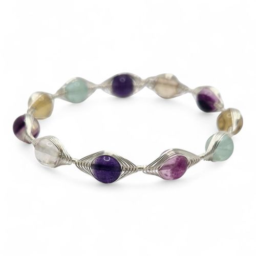 Ines Herringbone Memory Bangle fluorite jewelry making kit — DIY set with beads and instructions for creating handmade jewelry