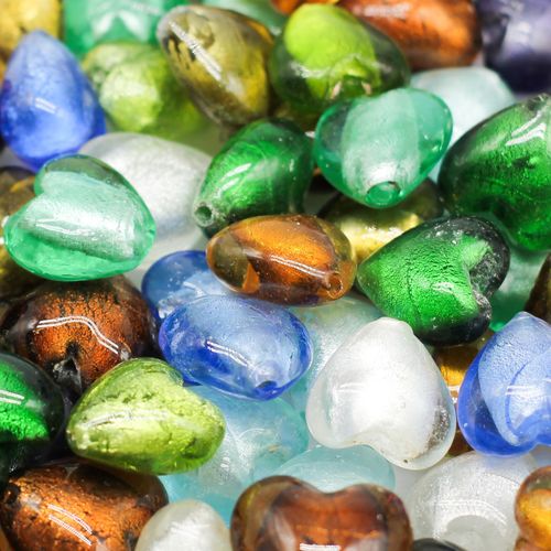 Silver Foil Heart Beads 20mm 10pcs   Mixed for jewellery making