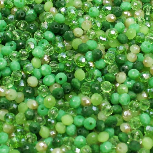 4mm crystal beads green mix, pack of 250 — faceted for jewelry making and beadwork