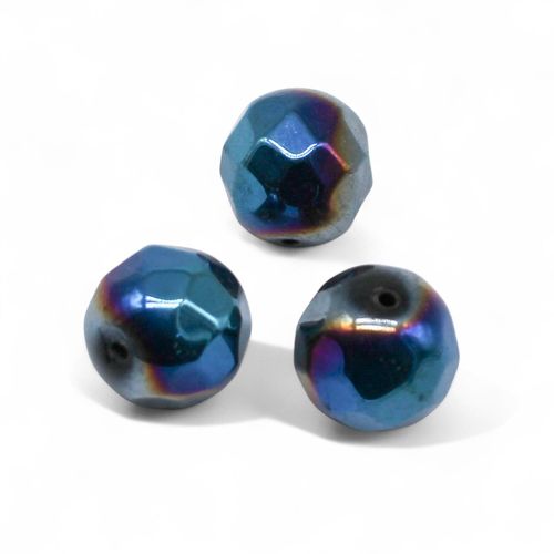 Large Facet Round Bead 19mm   Black Blue 1pc for jewellery making